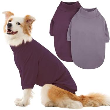 Imagem de IECOii Pacote com 2 suéteres de lã GG para cães médios, gola alta quente com elasticidade para beagle, pulôver aconchegante outono inverno com manga, suéteres internos e externos para caminhadas, GG