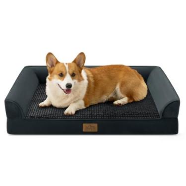 Imagem de COZY KISS Camas ortopédicas grandes para cães, sofá reforçado para animais de estimação com forro à prova d'água, sofá de espuma de caixa de ovo para animais de estimação de até 29,5 kg, em forma de U
