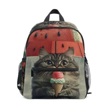 Imagem de GAIGEO Fat Cat Print Cute Small Backpack for Kids Girls School Backpack with Front Pocket, Safety Whistle for Ages 3-8
