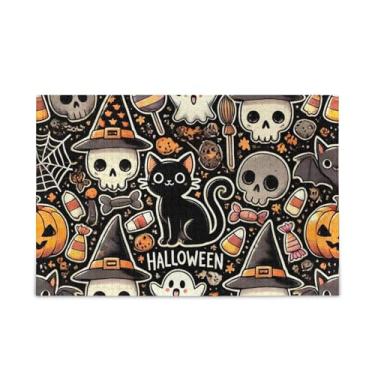 Imagem de Quebra-cabeças de gato preto de Halloween para presente DIY com bolsa de armazenamento de malha, quebra-cabeça de desafio para adultos, tamanho final 75 x 50 cm