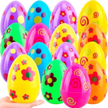 Imagem de Octaday 16 Pcs 6 Inch Jumbo Fillable Easter Eggs Large Plastic Printed Bright Easter Eggs for Easter Hunt Game Basket Stuffers Fillers Party Decor, 6 Colors