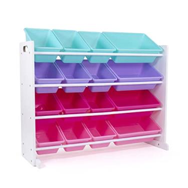Imagem de Humble Crew, Organizador de brinquedos extragrande branco/azul/rosa/roxo, 16 compartimentos de armazenamento