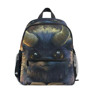 Imagem de GAIGEO Monster Cow Funny Small Backpack for Kids with Whistle, 2 Bottle Pockets, Lightweight, Preschool Backpack 10x4x12 In, for Ages 3-8