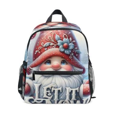 Imagem de Winter Cute Gnome Let it Snow Kids Small Backpack, 10x4x12 In, Girl Toddler Backpack Includes Water Bottle Pockets, Whistle Clip for Safety
