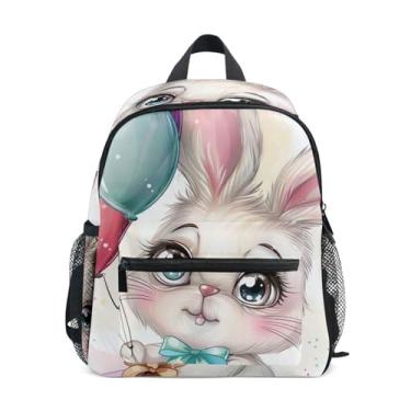 Imagem de GAIGEO Cute Bunny Cartoon Rabbit Baby Backpack with Whistle, 2 Bottle Pockets, Lightweight, Pre School Backpack 10x4x12 In, for Ages 3-8
