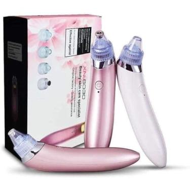 Imagem de Removedor de Cravos Extrator Sugador Espinhas Poros Cleaning Acne a Vácuo Elétrico Aparelho Sucção Dermobrasão Recarregável USB Portátil Peeling Limpeza Facial Aspirador Cuidados Rosto Nariz Máquina Espremedor Tirar Cravos FAZING (Rosa)