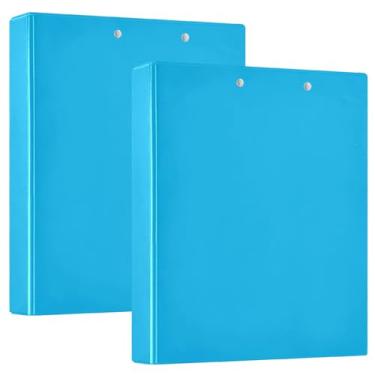 Imagem de Fichário estético antiarranhões azul celeste, fichário de 3 anéis de 3 cm com 3 bolsos, ideal para escritório, escola, casa