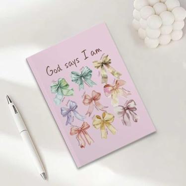 Imagem de Caderno com laço rosa, caderno A5 para anotações de escritório, agenda de 21 x 14,7 cm, agenda de viagem, 17