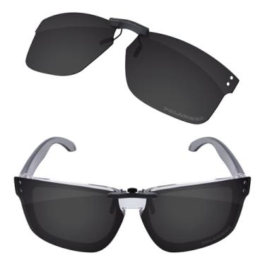 Imagem de Firtox Clipes de óculos de sol polarizados para Oakley Holbrook OX8156-54, proteja seus olhos para homens e mulheres - preto sólido