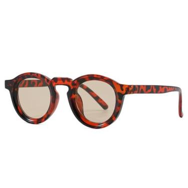 Imagem de Óculos de Sol UV400 - Cores Candy, Armação Pequena, Redondo, Estilo Punk, para Homens e Mulheres, Esportes ao Ar Livre, Corrida, Ciclismo, Estampa de Leopardo