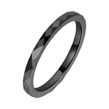 Imagem de Anel De Noivado Cerâmico Preto E Branco De 2mm Para Mulheres JeeMango 