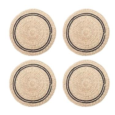 Imagem de Kit Lugar Americano Fibra Natural Ervas Marinhas 38cm Sustentável 4 Unid