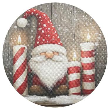 Imagem de xigua Jogo americano redondo de Natal Papai Noel, conjunto de 6, tapete de mesa redondo antiderrapante resistente ao calor, tapetes de mesa de 48 cm para decoração de cozinha, jantar e festa