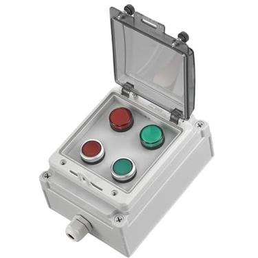Imagem de BKUANE AC220V Caixa de interruptor de controle de botão à prova d'água para uso externo, lâmpada de indicação de partida de parada de emergência, caixa de junção de interruptor de autorecuperação