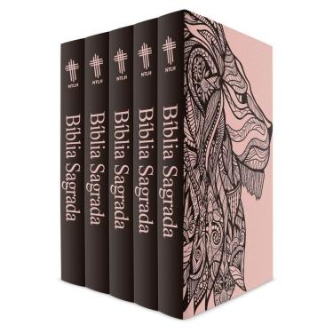 Imagem de Kit com 5 Bíblias do Leão Rosa - Capa Dura - NTLH