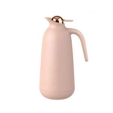 Imagem de Garrafa térmica de aço inoxidável com isolamento térmico de 1000 ml, garrafa térmica de café e chá, garrafa de água quente (vermelha) (rosa)