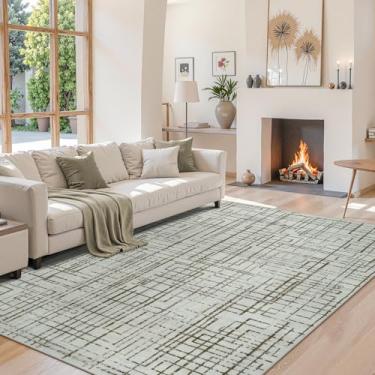 Imagem de Nailttos Tapetes de área 22 x 30,5 cm, antiderrapante, lavável, moderno, geométrico, neutro, tapete boho macio, tapetes grandes para sala de estar, quarto, sala de jantar