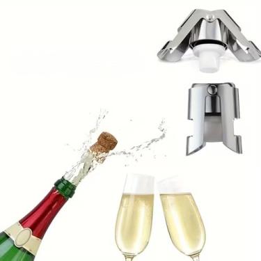 Imagem de 2 peças de vedação de garrafa de champanhe premium – Rolhas de aço inoxidável para armazenamento de vinho fresco