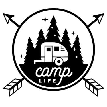 Imagem de 4 peças de decalque impermeável Camping Happy Campers Camp Life, adesivo autoadesivo externo para carroceria, capô, SUV, caminhões e motocicletas (estilo 3)