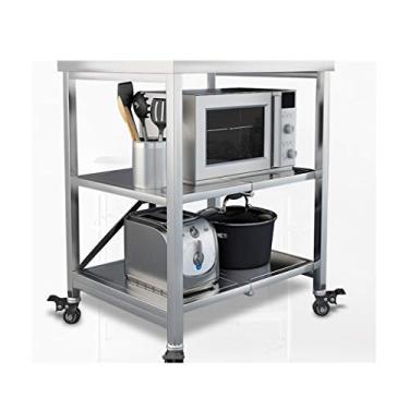 Imagem de pcagfaajmh Rack Hutch Storage Cart Workstation Shelf Magnetronwagen Op Wielen Met Wielen, 55 cm Lang, 30 cm Breed, 80 cm Hoog, Multifunctioneel Opbergrek (3 Niveaus) Kitchen Baker's Rack