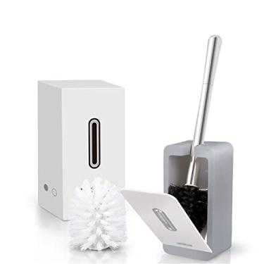 Imagem de Escova de vaso sanitário, suporte de escova de vaso sanitário sem perfuração, limpeza de 360 graus, escova de limpeza de vaso sanitário, conjunto de escovas de vaso sanitário substituíveis para cabeça