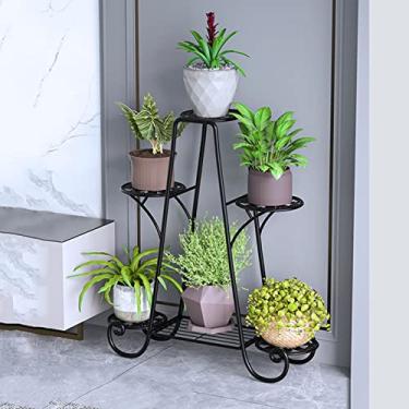 Imagem de AkosOL Prateleiras de flores de ferro, suporte de plantas, suporte de vaso de flores, suporte de exibição de flores de metal, prateleira para plantas (preto)