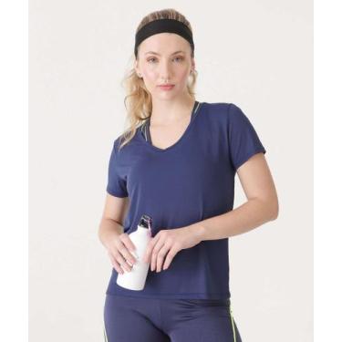 Imagem de Blusa Feminina Fitness Básica Marisa Azul-68097, Azul, GG