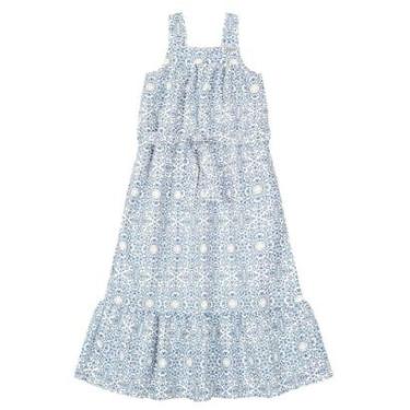 Imagem de Vestido longo Infantil Estampado Crepe Party Azul Mundi-Feminino