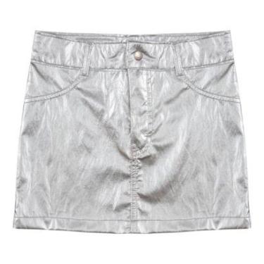 Imagem de Saia Juvenil Look Jeans Metalizada - 16 - PRETO-Feminino