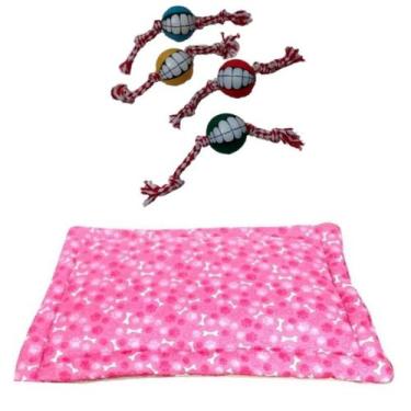 Imagem de Kit Para Cães E Gatos - Colchonete G E 1 Brinquedo De Corda - Nica pet