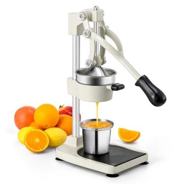 Imagem de TONGCHANT Espremedor manual de ferro fundido XL com base plana e copo de aço inoxidável para limão, romã, limão, frutas cítricas, espremedor manual pesado, espremedor de laranja, fácil de limpar