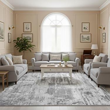 Imagem de HOMORE Tapete para sala de estar, 12 x 18 cm, antiderrapante, lavável, tapete para quarto, sala de jantar, tapete abstrato para dormitório, fazenda, sala de jogos, sala de aula