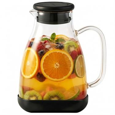 Imagem de Spreccio Jarra de vidro com tampa, garrafa de vidro borossilicato, suco de boca larga e chá gelado para servir (plano)