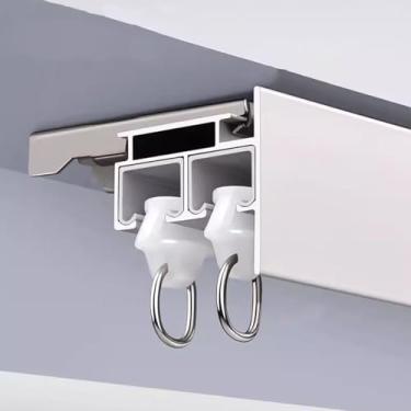 Imagem de Trilho de cortina resistente montado no teto, trilhos de cortina de alumínio ajustáveis para janelas, trailers e chuveiros, trilho decorativo de 1 m a 8 m (49 pol/1,25 m/4,1 pés)