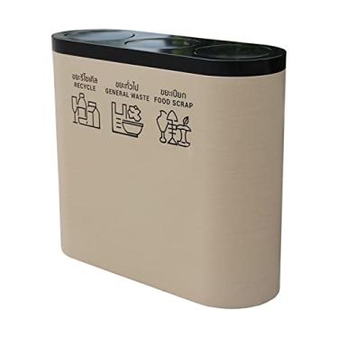 Imagem de CFGH6FDF Caixote do lixo externo para ambientes internos/externos, caixote do lixo classificado de três conexões com tampa giratória lata de lixo externa de grande capacidade