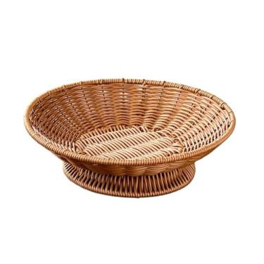 Imagem de CFGH6FDF Suporte de frutas em tecido de vime cesta de frutas alta chinesa para armazenamento de pão e fruteira