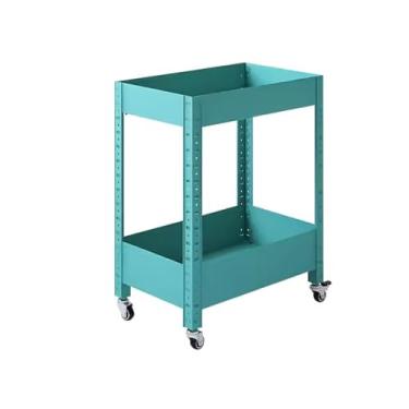 Imagem de Carrinho de cozinha com rodas que economiza espaço, carrinho utilitário ajustável, organizador de armazenamento de aço carbono para cozinha, banheiro, sala de estar - azul (50 x 30 x 59 cm)