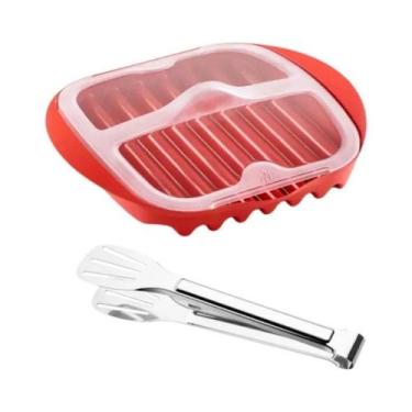 Imagem de Assadeira Para Bacon Com Tampa Antirrespingo, Segura Para Micro-ondas,