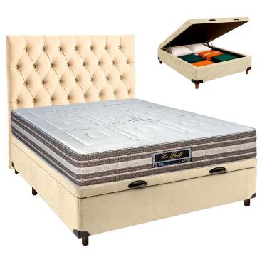 Imagem de Kit Cabeceira + Cama Box Bau + Colchão Casal Molas Ensacadas Legriff Sankonfort