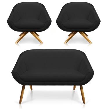 Imagem de Kit 01 Namoradeira 02 Lugares E 02 Poltronas Giratória Giovana Corino Preto