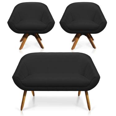 Imagem de Kit 01 Namoradeira 02 Lugares E 02 Poltronas Giratória Giovana Corino Preto Mm30