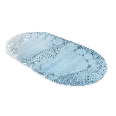 Imagem de Tapete Para Box E Banheiro Antiderrapante Oval Com Ventosa - Plasvale Azul