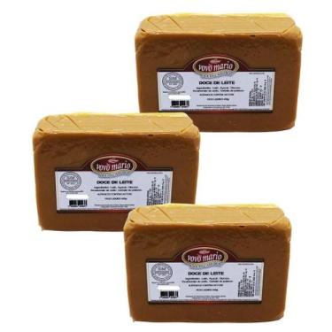 Imagem de Doce de leite puro tradicional tablete 450g vovo mario - kit 3 unidade