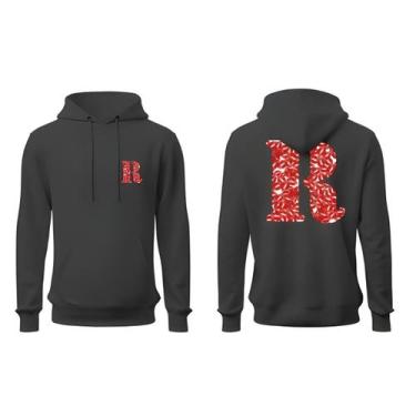 Imagem de Moletom Unissex Canguru Com Capuz Letra Namorados Casal Blusa De Frio 