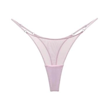 Imagem de Tanga Feminina Sexy Transparente De Renda E Tule Com Cintura Baixa, Es