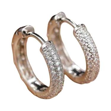 Imagem de Brincos De Argola Em Prata Com Zircônia Para Mulheres, Joias Clássicas
