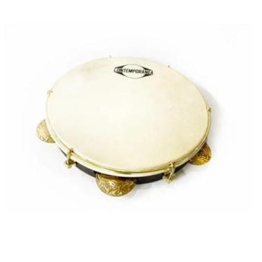 Imagem de Pandeiro contemporanea 10 couro dourrado linha luthieria 27cll