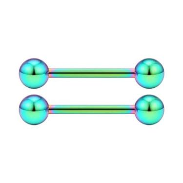 Imagem de Piercing De Língua E Mamilo Em Aço Inoxidável 14G 16G Com Rosca Extern