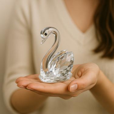 Imagem de Enfeite Decorativo Ornamento Estatueta Cisne de Vidro 9CM Cristal Decoração de Mesa