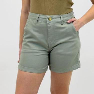Imagem de Shorts Young Style Sarja Cintura Alta Alfaiataria Feminino-Feminino